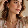 Monstera Leaf Charm Paperclip Chain Necklace - 925 Sterling Silver Vintage Gold - DOROTHEA JEWELS