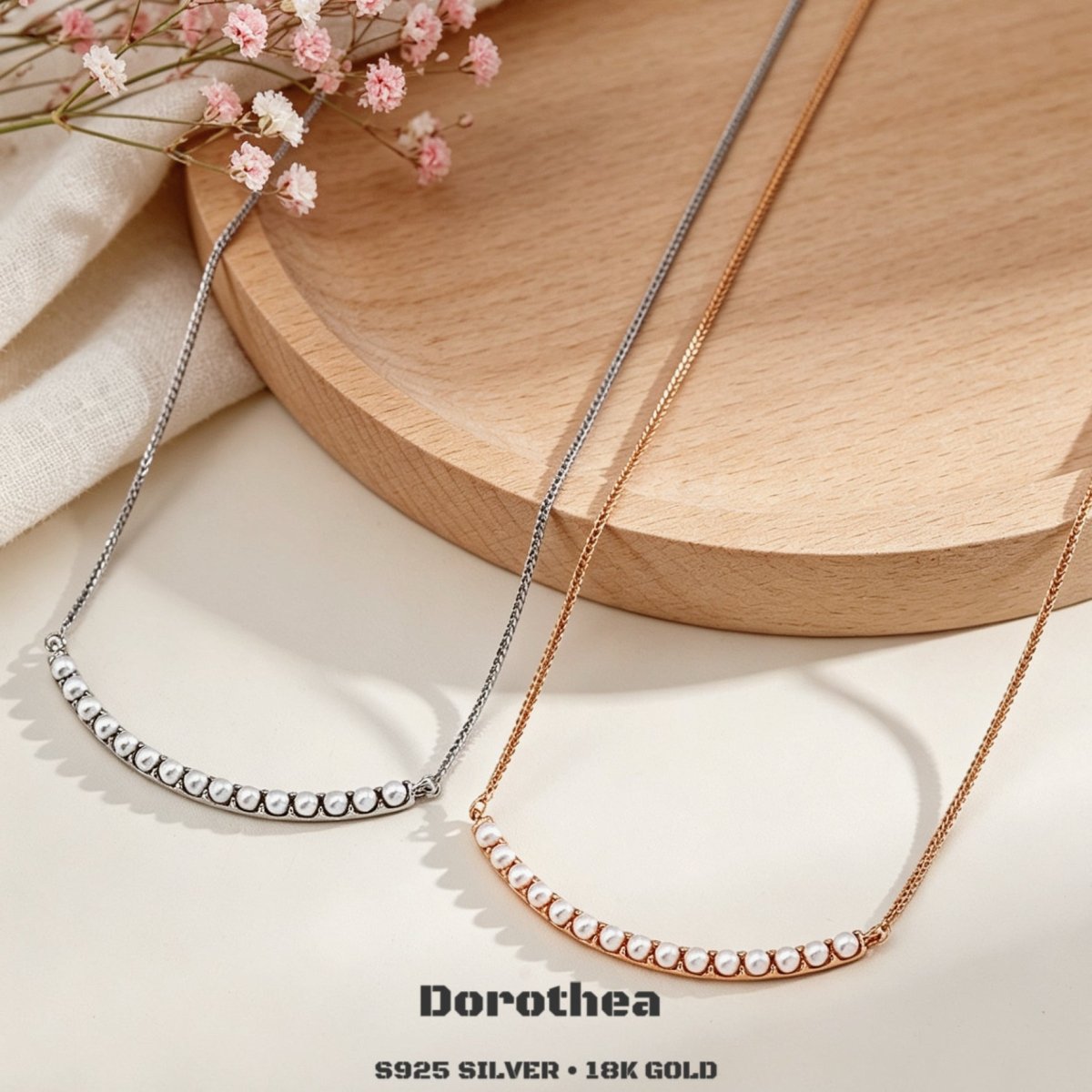 Luna Smile Pearl Bar Necklace - DOROTHEA JEWELS