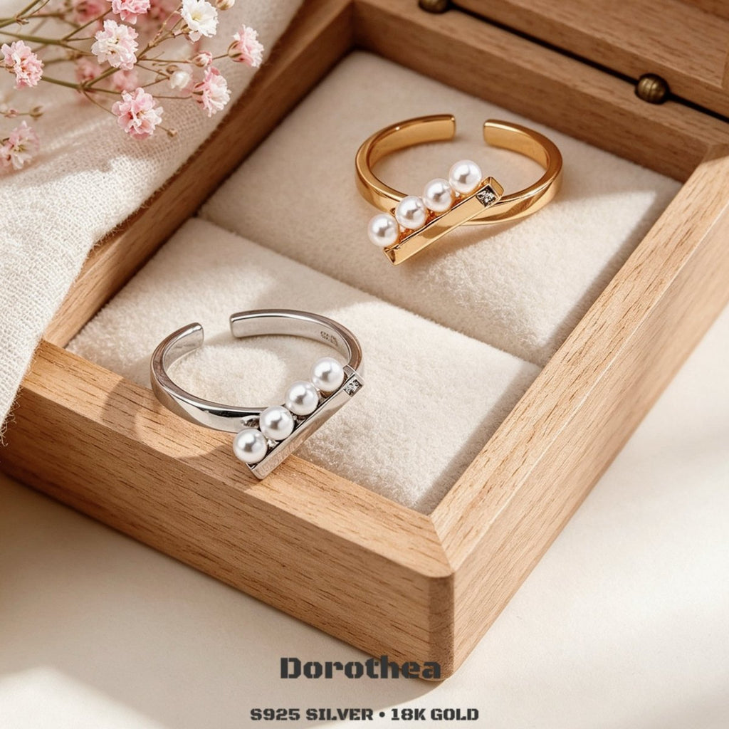 Minimalist T - Bar Pearl Statement Ring - DOROTHEA JEWELS