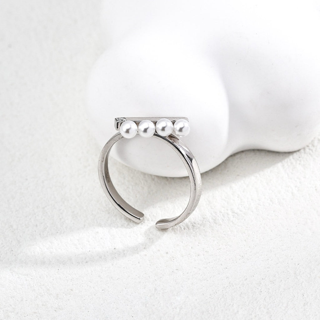 Minimalist T - Bar Pearl Statement Ring - DOROTHEA JEWELS