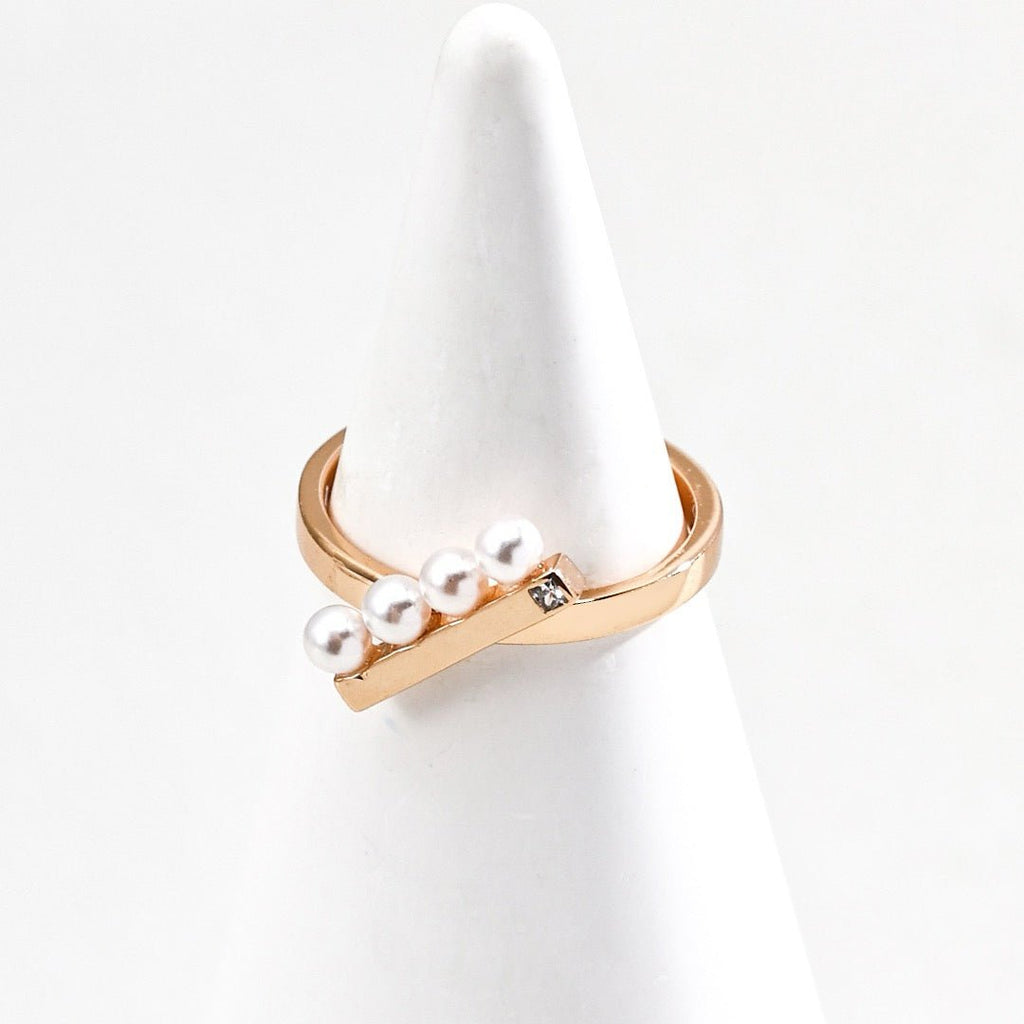 Minimalist T - Bar Pearl Statement Ring - DOROTHEA JEWELS