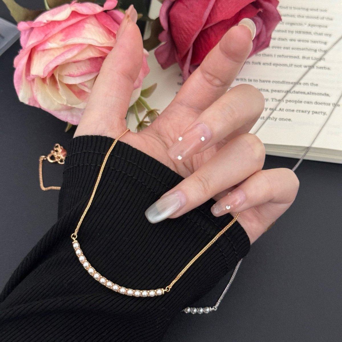 Luna Smile Pearl Bar Necklace - DOROTHEA JEWELS