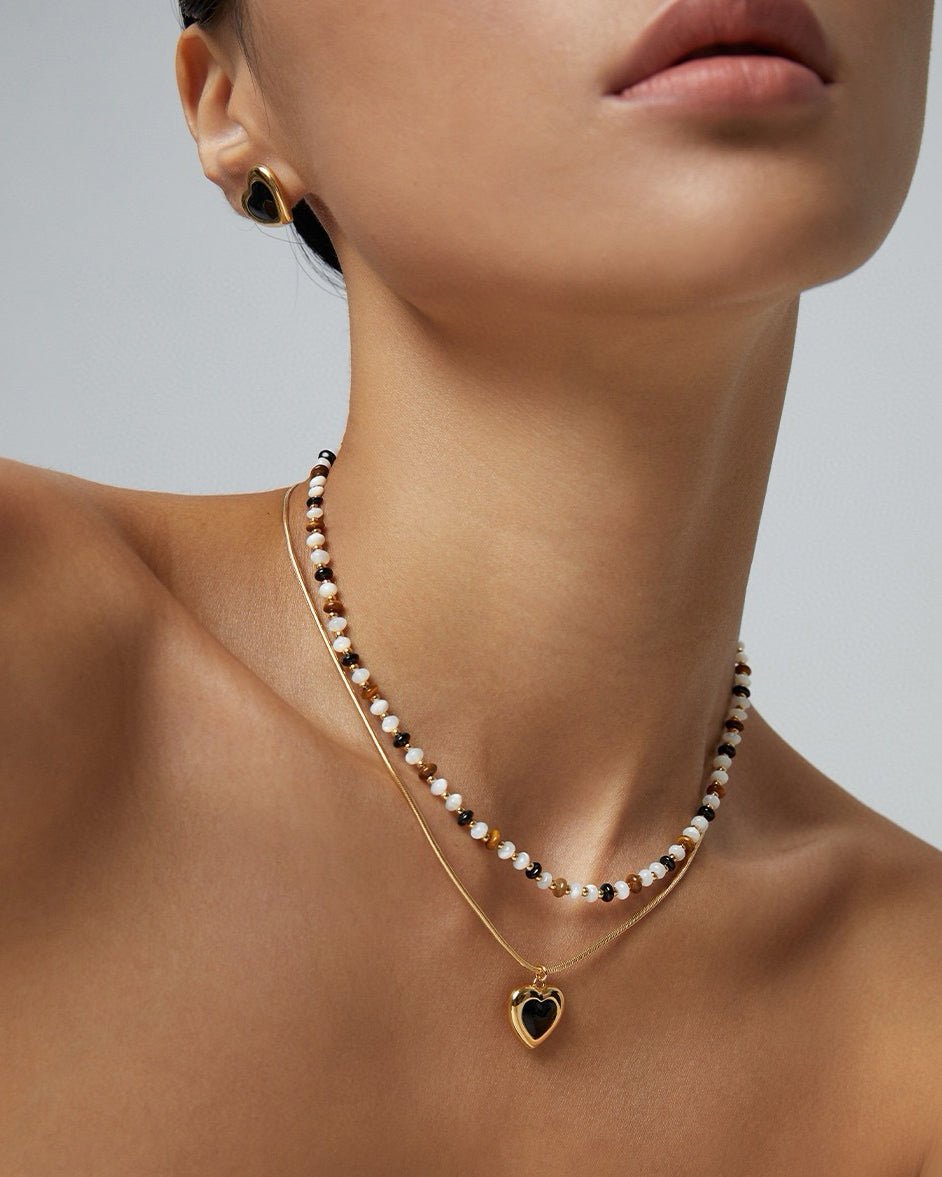 "Midnight Heart" Black Onyx Jewelry Set | S925 Sterling Silver - DOROTHEA JEWELS