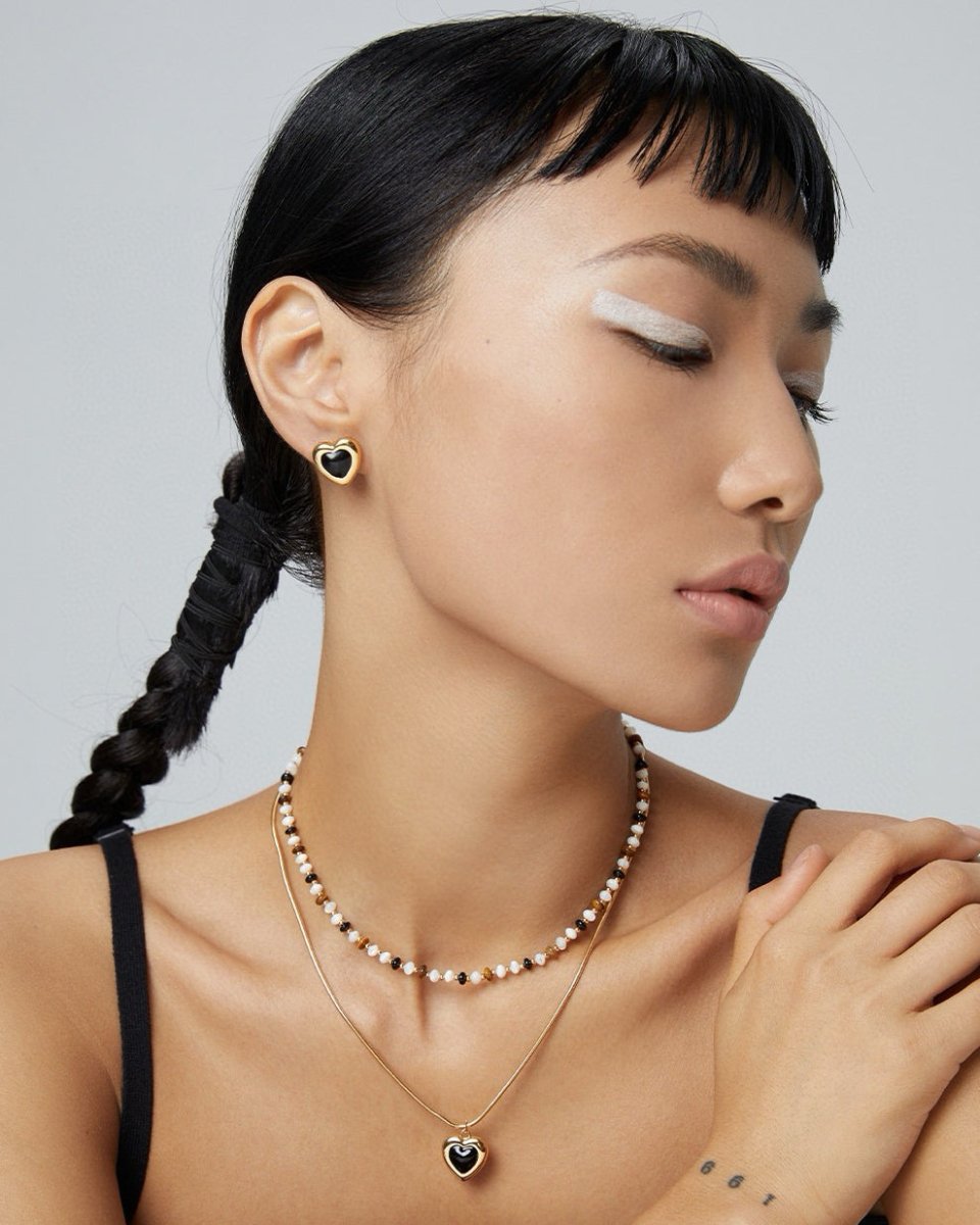 "Midnight Heart" Black Onyx Jewelry Set | S925 Sterling Silver - DOROTHEA JEWELS