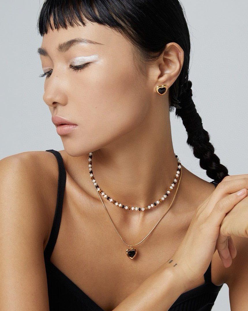 "Midnight Heart" Black Onyx Jewelry Set | S925 Sterling Silver - DOROTHEA JEWELS