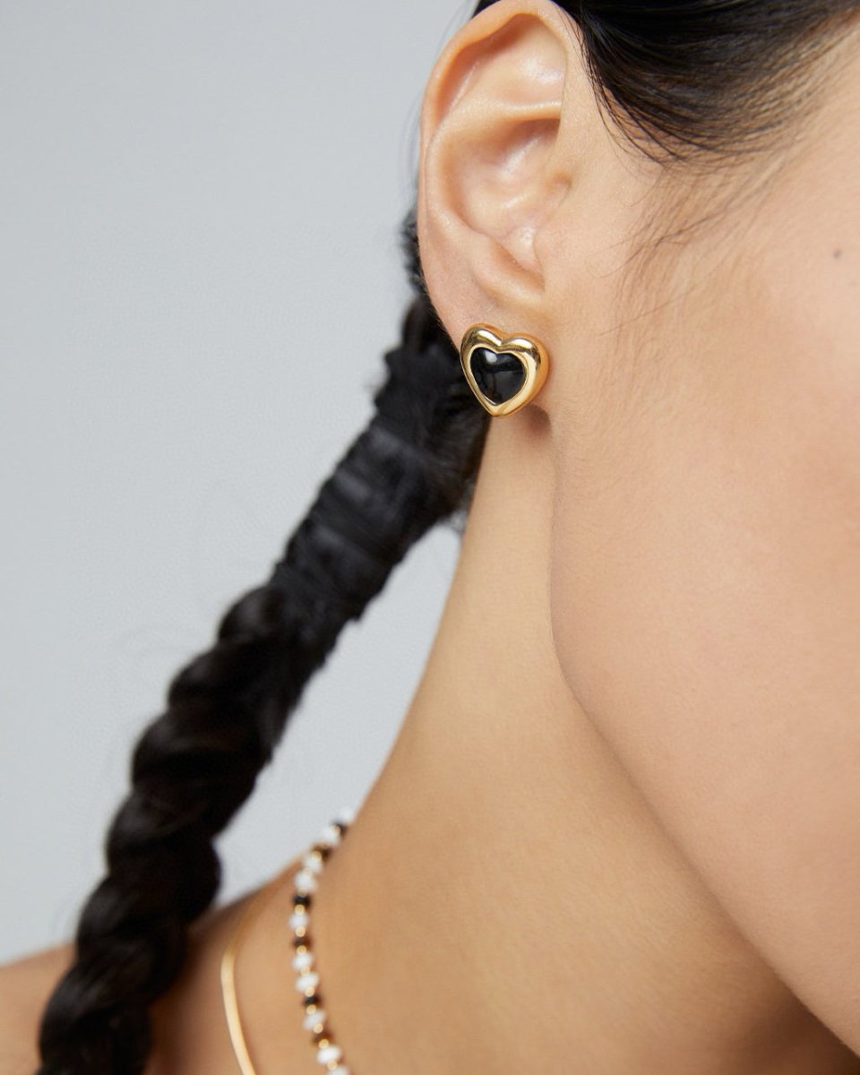 "Midnight Heart" Black Onyx Jewelry Set | S925 Sterling Silver - DOROTHEA JEWELS