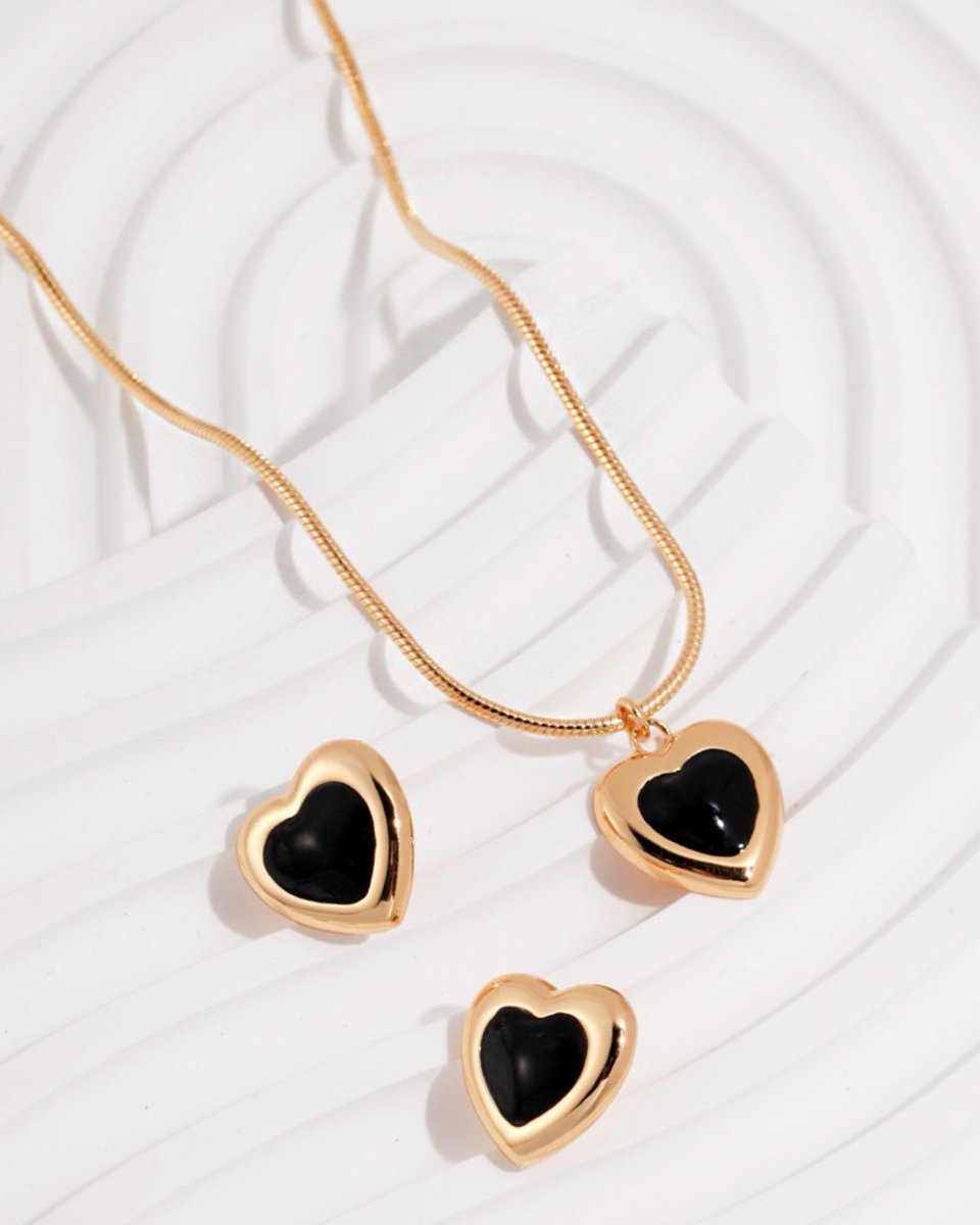 "Midnight Heart" Black Onyx Jewelry Set | S925 Sterling Silver - DOROTHEA JEWELS