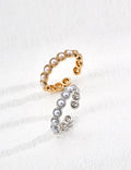 Adjustable S925 Silver Pearl Ring - DOROTHEA JEWELS