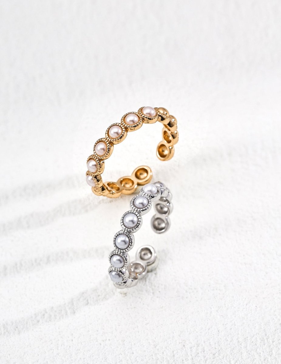 Adjustable S925 Silver Pearl Ring - DOROTHEA JEWELS