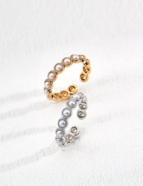 Adjustable S925 Silver Pearl Ring - DOROTHEA JEWELS