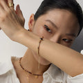 S925 Silver Tiger’s Eye & Lapis Lazuli Herringbone Bracelet - DOROTHEA JEWELS