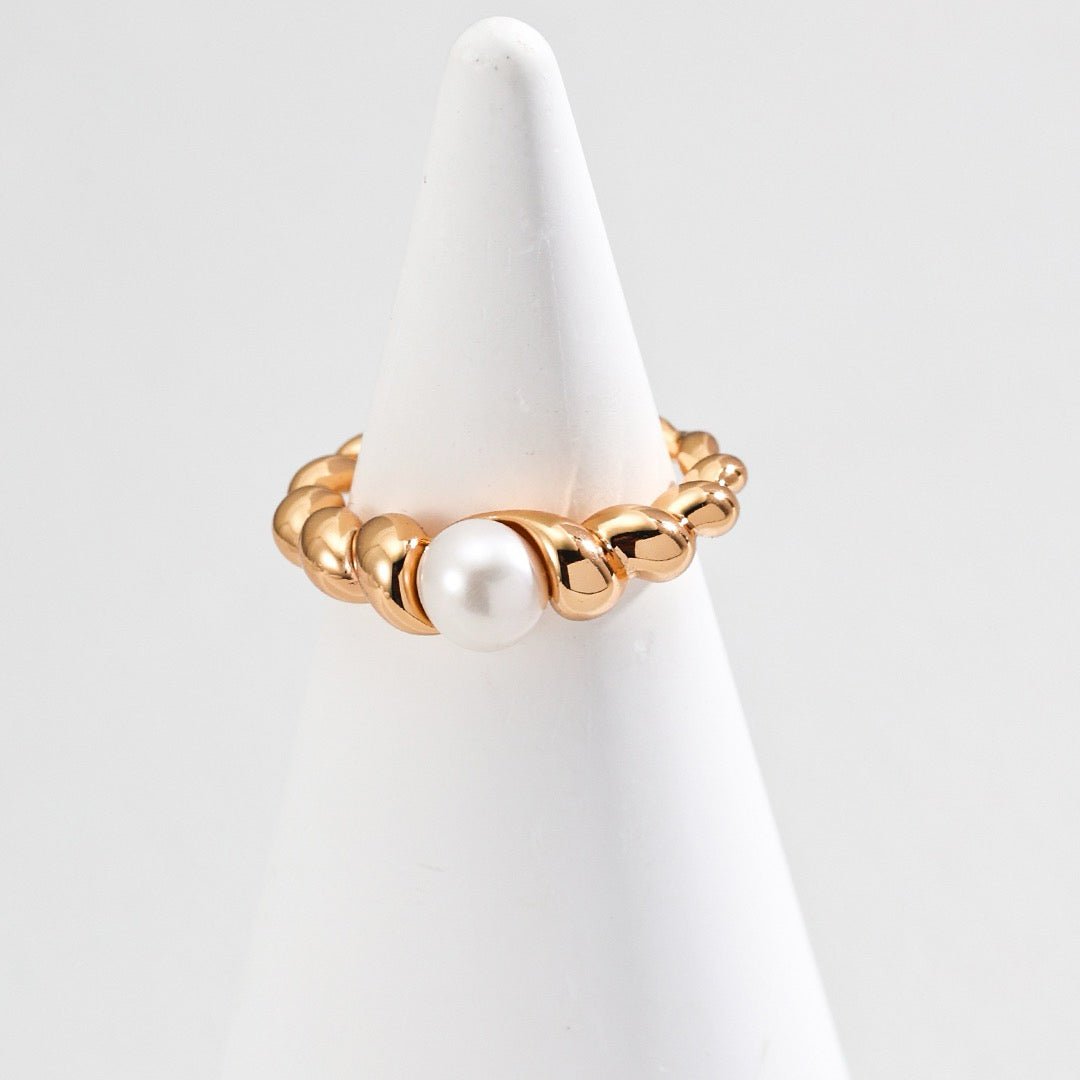 S925 Silver Pearl Twist Open Ring - DOROTHEA JEWELS