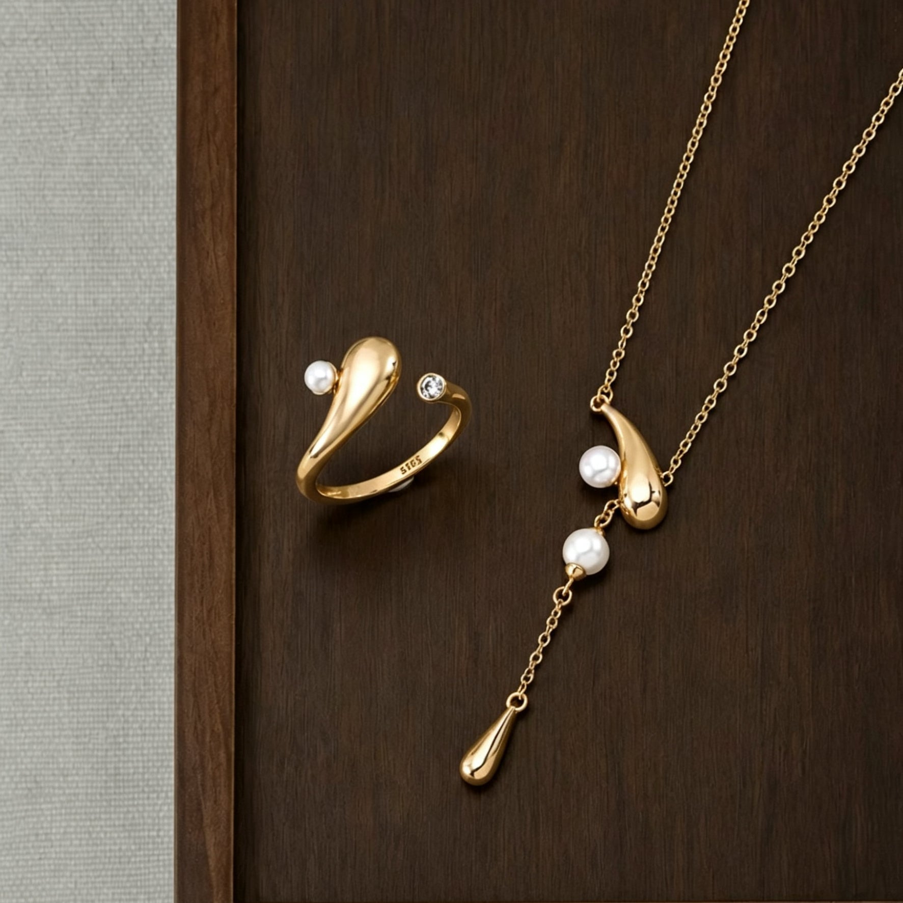 ［Dorothea］Shooting Star Wish Jewelry Set | Ring & Lariat Necklace