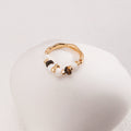 【Dorothea】Tiger Eye Beaded Wavy Ring | 18K Gold Plated Silver