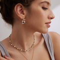 【Dorothea】Tiger Eye & Mother of Pearl Beaded Jewelry Set | 18K Gold Plated Silver