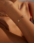 ［Dorothea Jewels］Polished Intersect Charm Double Chain Bracelet |18K Gold Plated Silver
