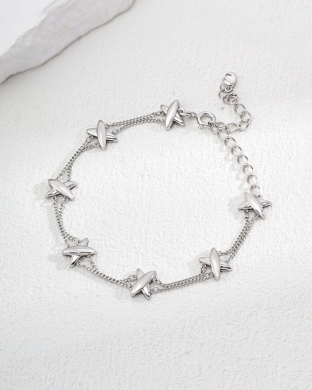［Dorothea Jewels］Polished Intersect Charm Double Chain Bracelet |18K Gold Plated Silver