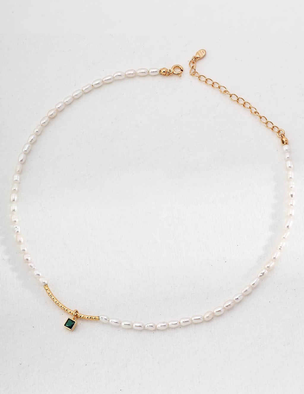 【Dorothea】 Pearl Dew Green Zircon Necklace & Bracelet Set