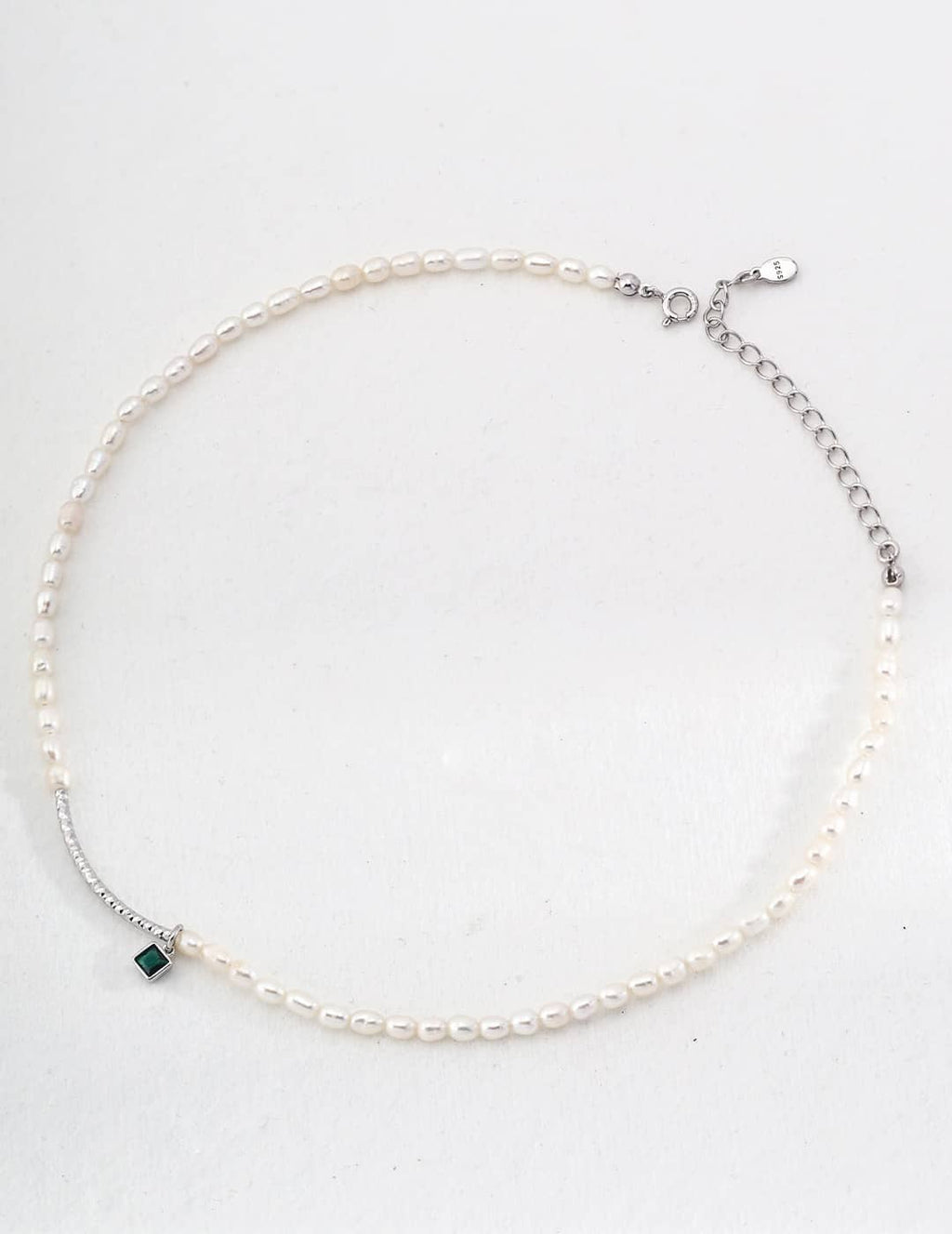 【Dorothea】 Pearl Dew Green Zircon Necklace & Bracelet Set