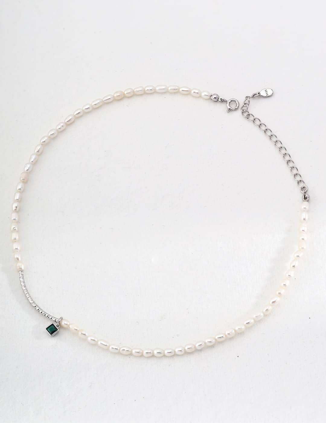 【Dorothea】 Pearl Dew Green Zircon Necklace & Bracelet Set