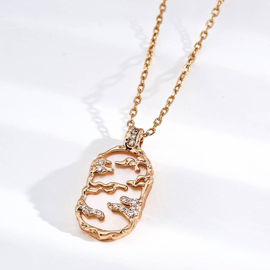 【Dorothea】Sky & Sea Lapis & Mother of Pearl Pendant Necklace Collection | 18K Gold Plated Silver