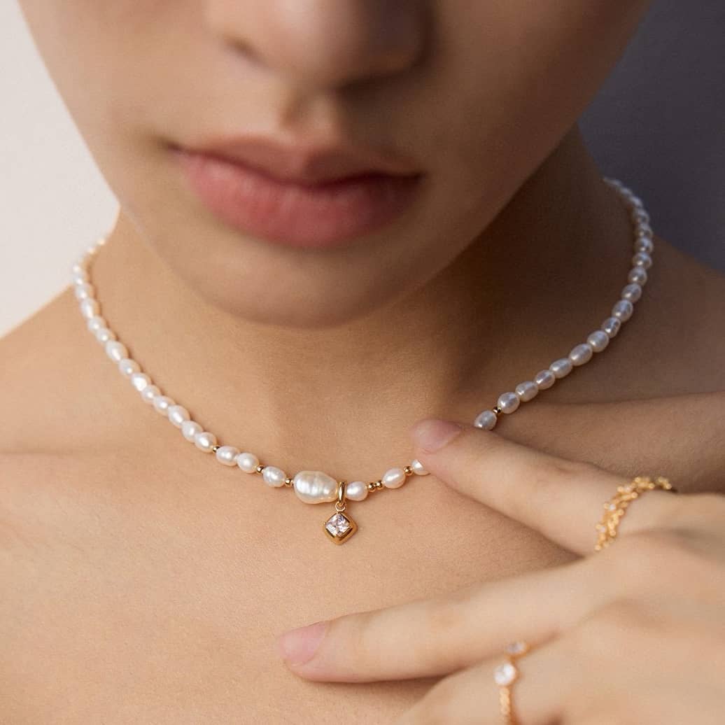 ［Dorothea］ Pearl & Mabe Pearl Necklace Set | 18K Gold Plated Silver