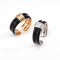 【Dorothea】Black Resin Enamel Double Band Open Ring | 18K Gold Plated Silver