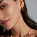 【Dorothea】Rhombus Handmade Black Resin Enamel Hoop Earrings | 18K Gold Plated Silver