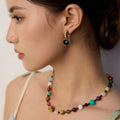 【Dorothea】Detachable Black Onyx Heart Lock Hoop Earrings | 18K Gold Plated Silver