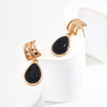 【Dorothea】Twisted Rope Black Synthetic Onyx Drop Earrings | 18K Gold Plated S925 Silver