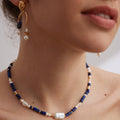 【Dorothea】Lapis Lazuli & Baroque Pearl Jewelry Set | 18K Gold Plated S925 Silver