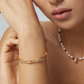 ［Dorothea Jewels］Bamboo Joint C Hoop Earrings & Adjustable Bangle Set