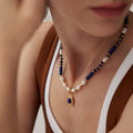 ［Dorothea Jewels］Lapis Lazuli & Natural Pearl Necklace + Open Pendant Set