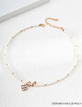 Four - Leaf Clover Natural Pearl & Zircon Necklace - DOROTHEA JEWELS