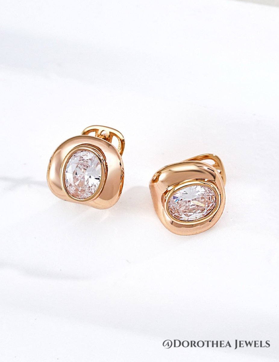 Gilded Bud Zircon Earrings - DOROTHEA JEWELS