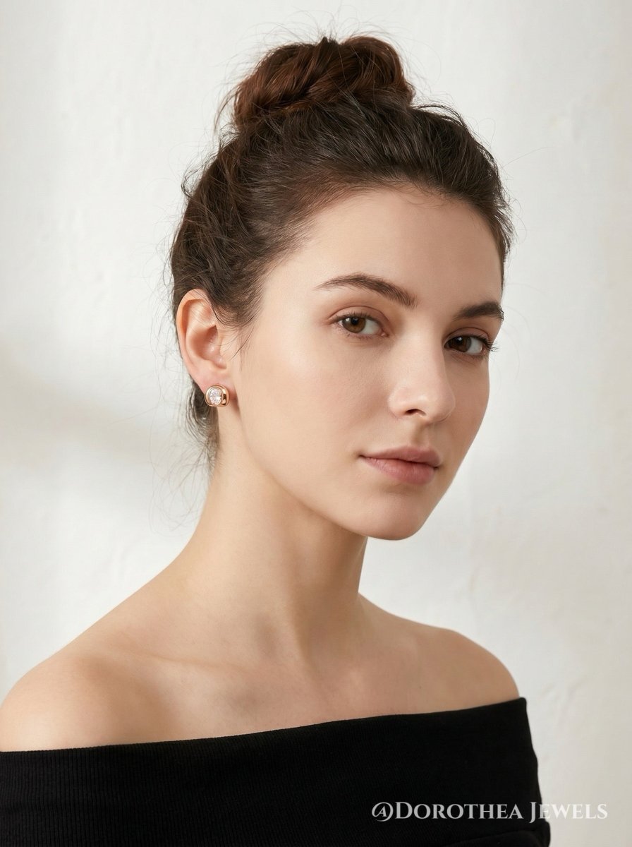 Gilded Bud Zircon Earrings - DOROTHEA JEWELS