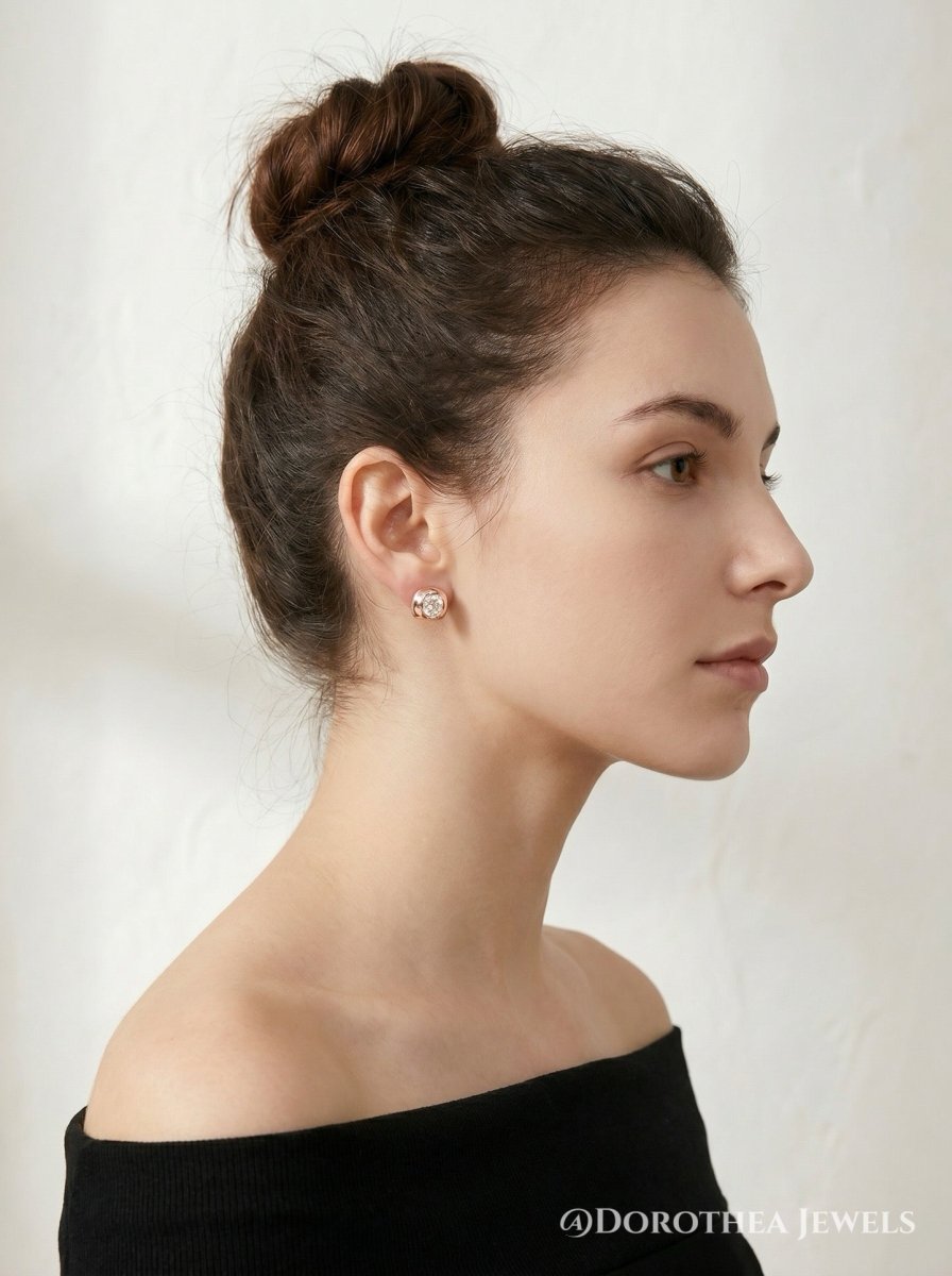 Gilded Bud Zircon Earrings - DOROTHEA JEWELS