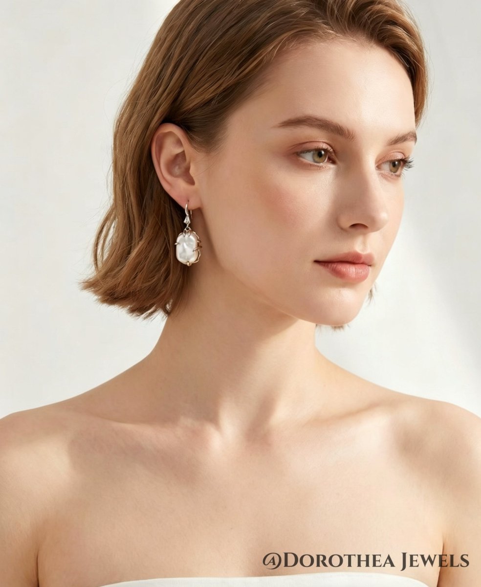 Fortune - Beaded Baroque Pearl Earrings - DOROTHEA JEWELS