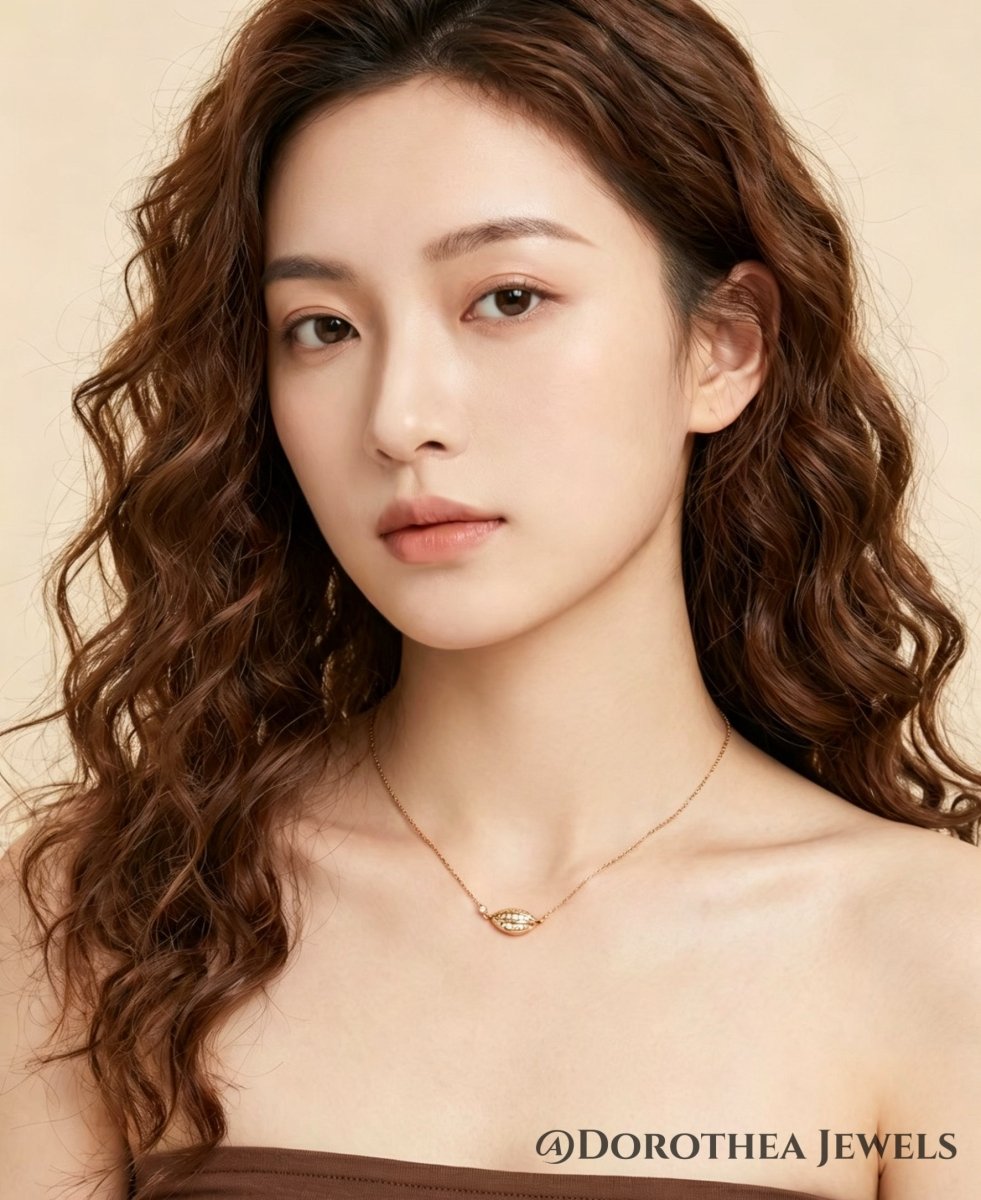 Fortune Melon Seeds Zircon Necklace - DOROTHEA JEWELS