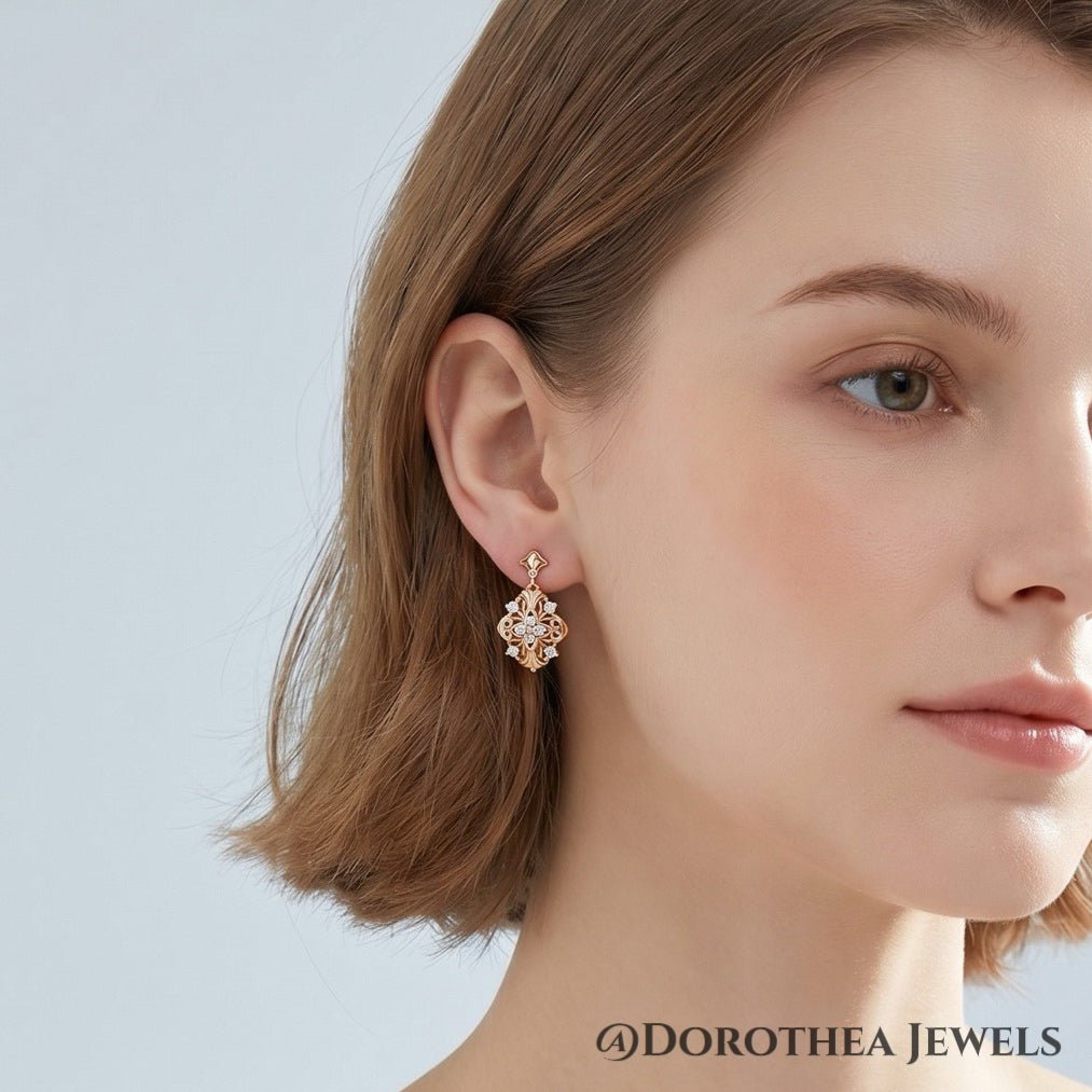 「Four - Leaf Royal」 - Cubic Zirconia Earrings - DOROTHEA JEWELS
