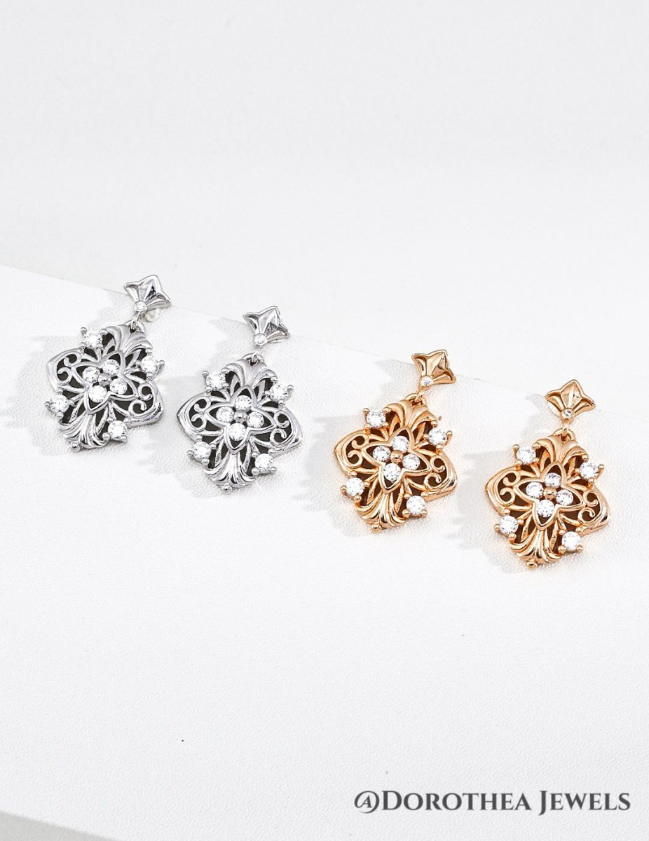 「Four - Leaf Royal」 - Cubic Zirconia Earrings - DOROTHEA JEWELS
