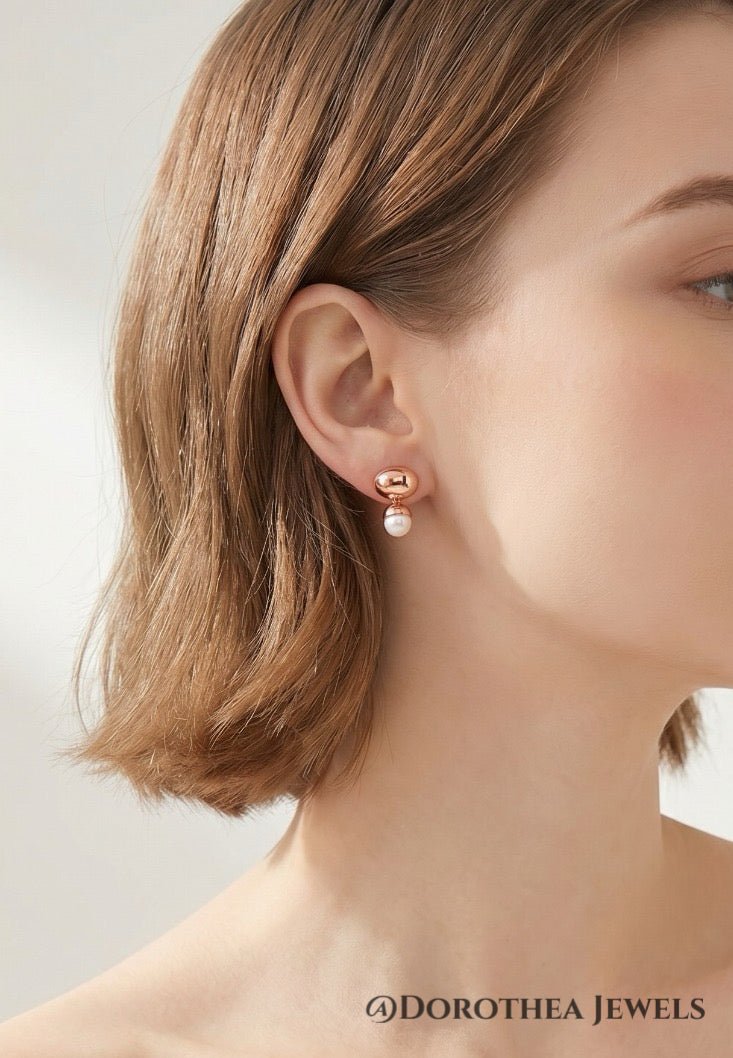 [Golden Dew] - Pearl Stud Earrings - DOROTHEA JEWELS