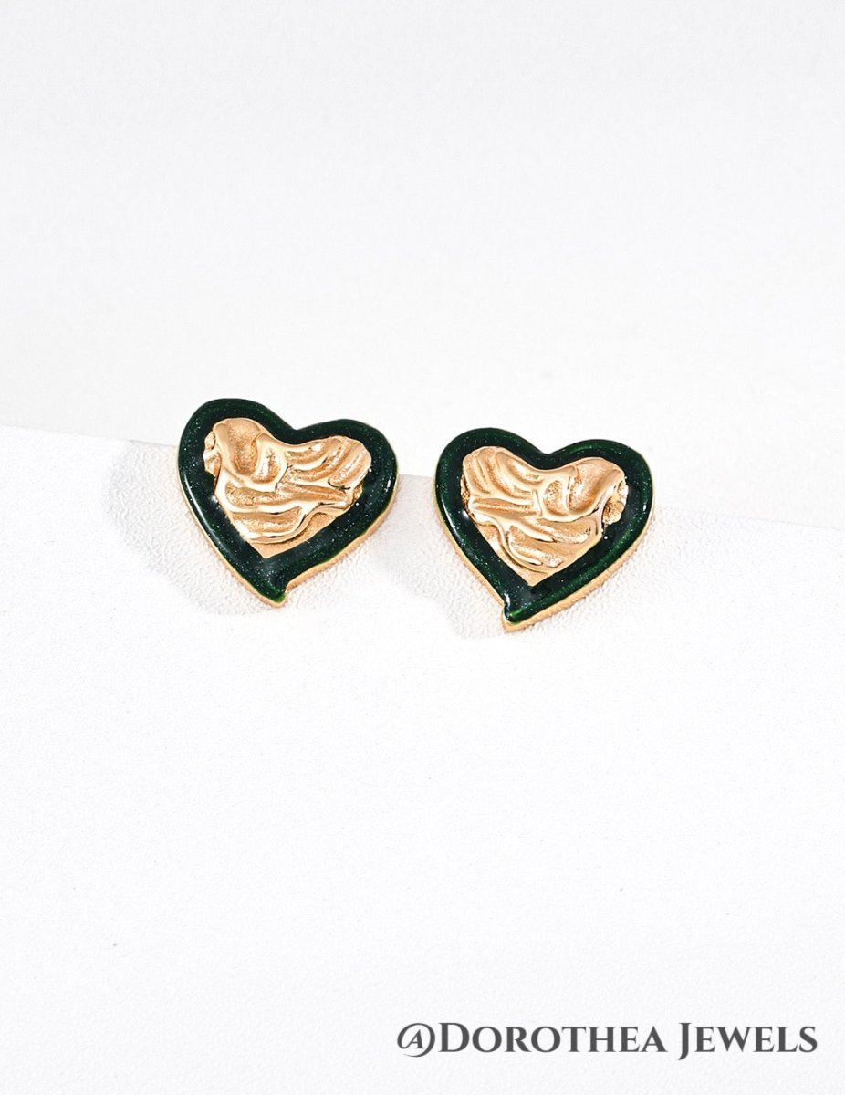 [Heart Bliss] - Enamel Stud Earrings - DOROTHEA JEWELS