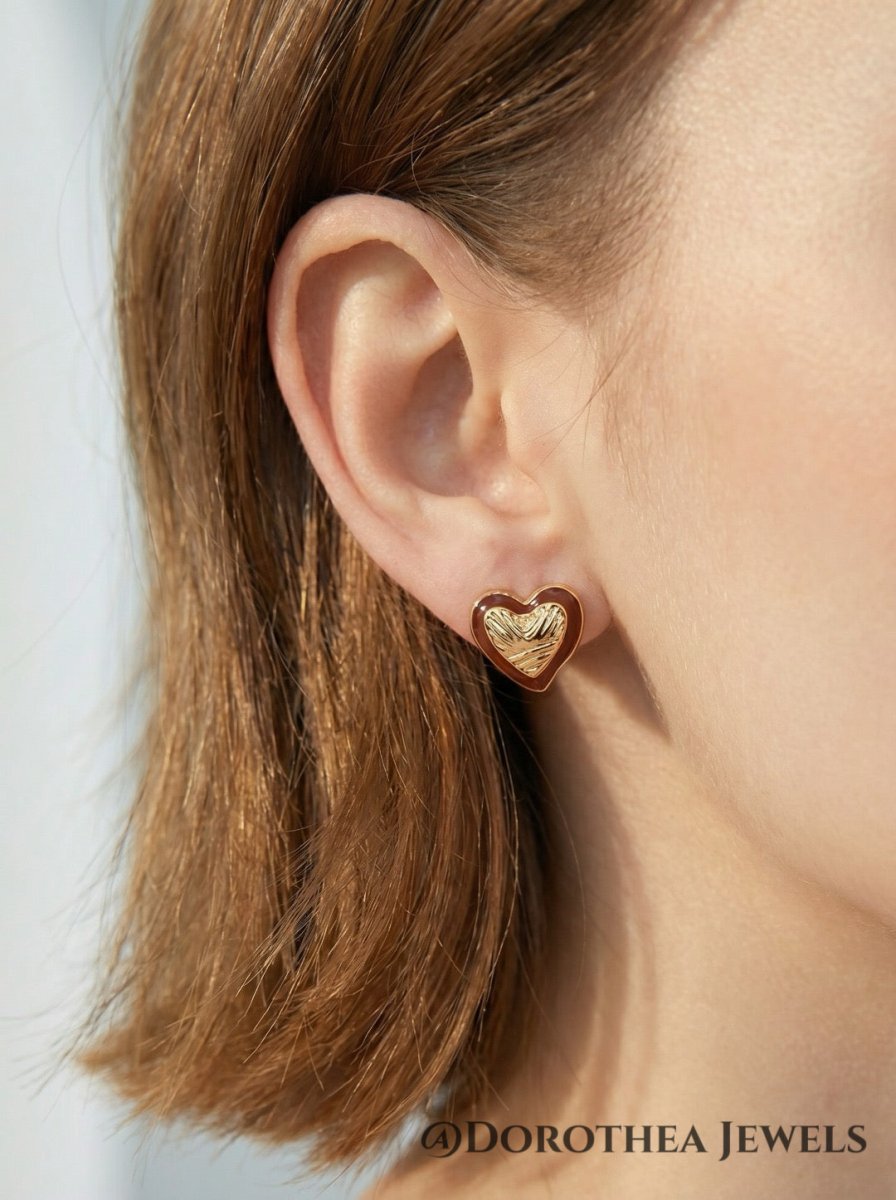 [Heart Bliss] - Enamel Stud Earrings - DOROTHEA JEWELS