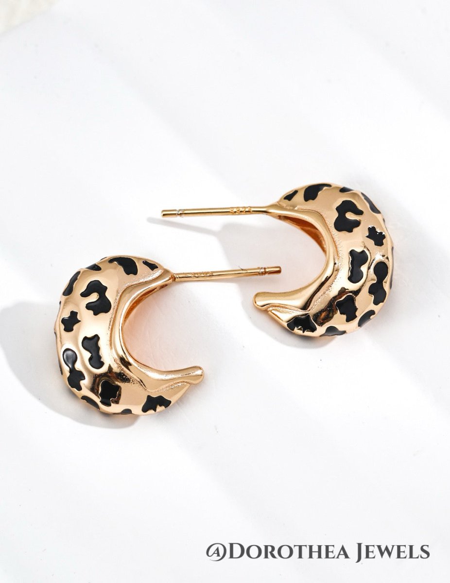 Leopard Enamel Stud Earrings - DOROTHEA JEWELS