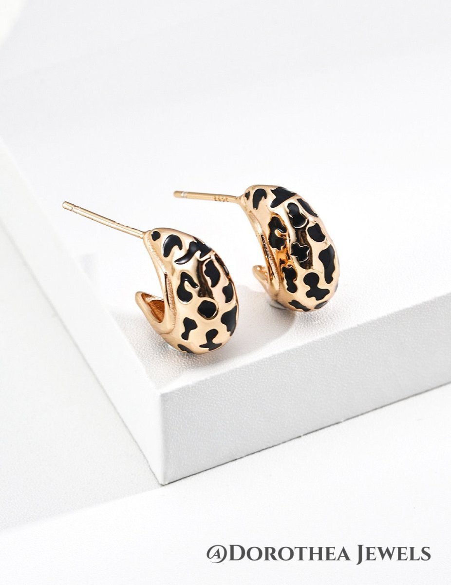 Leopard Enamel Stud Earrings - DOROTHEA JEWELS