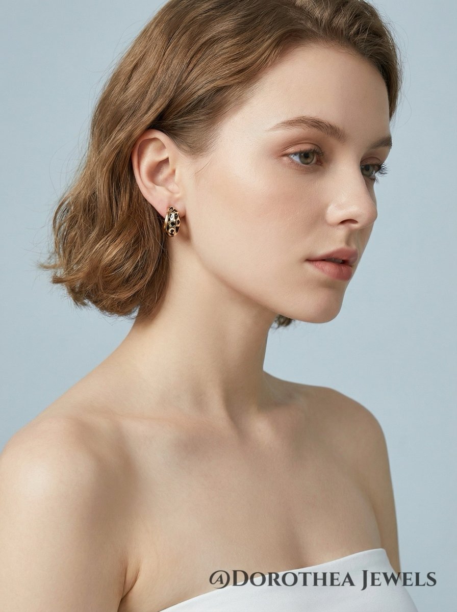 Leopard Enamel Stud Earrings - DOROTHEA JEWELS
