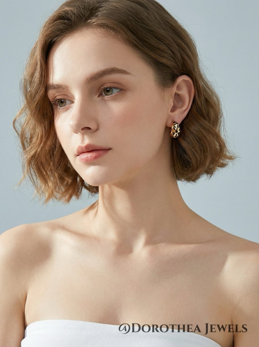 Leopard Enamel Stud Earrings - DOROTHEA JEWELS