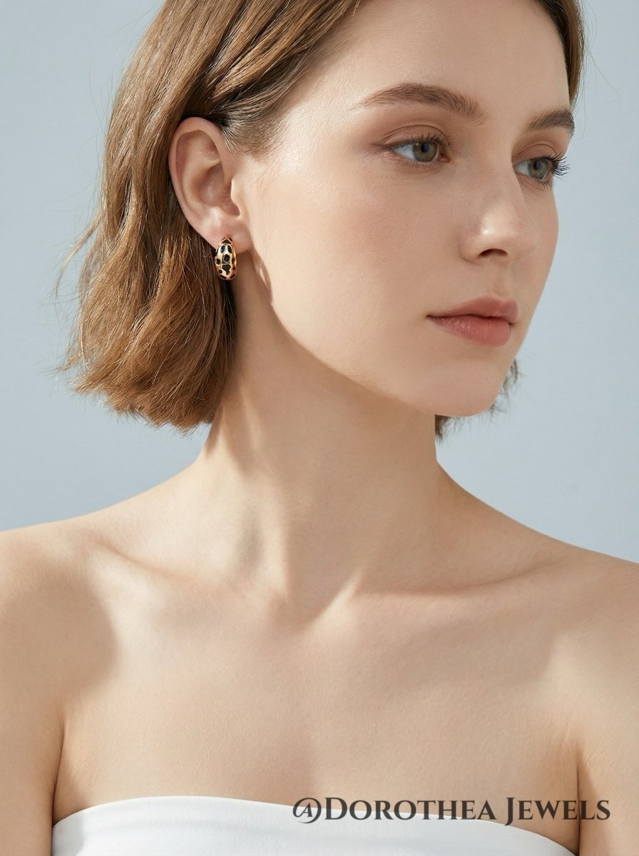 Leopard Enamel Stud Earrings - DOROTHEA JEWELS