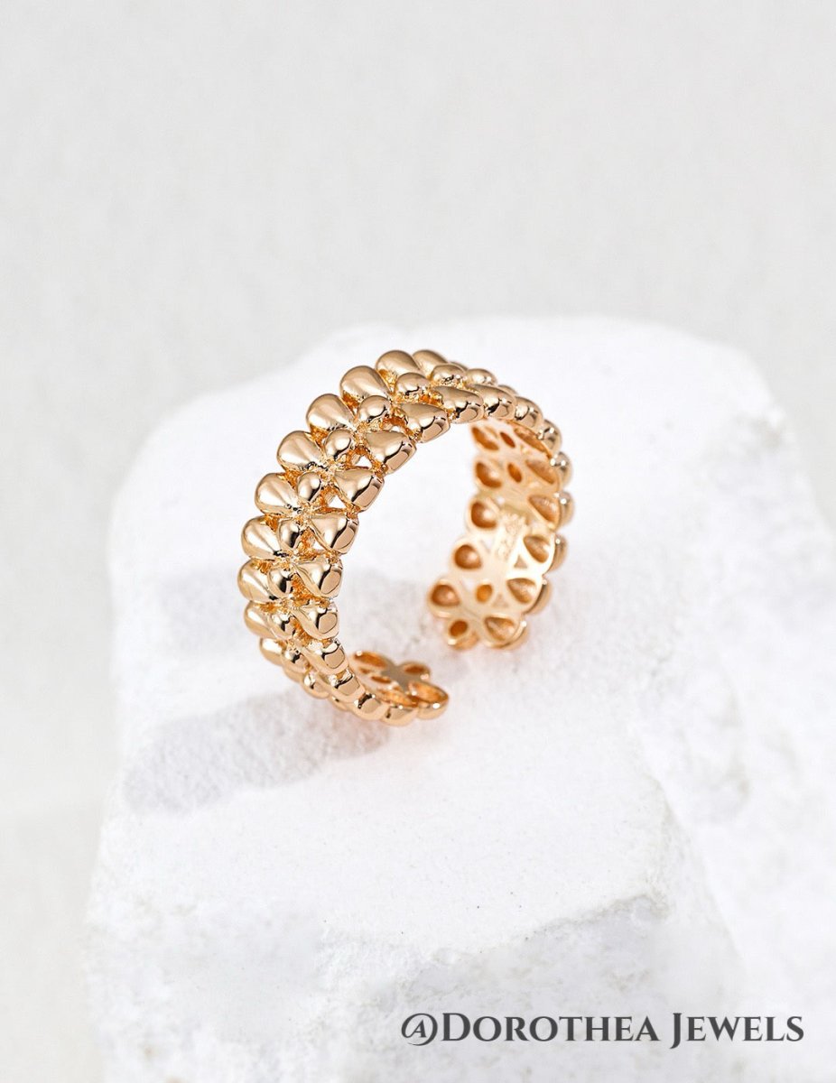 Double Layer Beaded Open Ring - DOROTHEA JEWELS